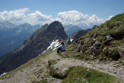 Friday 25  June, 2010  Zugspitze, Germany tallest peak is visible in the background, just to the right of the peak in the foreground. : 2010-06-25 Mittenvald