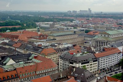 Monday 21  June, 2010  The imposing building with the Greek columns is the    National Theatre Munich ,   home of the Bavarian State Opera in Max-Joseph-Platz. To the left is  the      The Residenz ,   the former residence of the Bavarian Dukes, Electors and Kings of Bavaria. Today it is a museum. : 22010-06-21 Munich