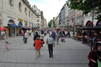 Thursday 24  June, 2010   To kill some time we stroll down Neuhauser Strasse. It is  one of Munich's main pedestrian Plazas and it goes all the way to Marienplatz in the centre of Munich. Time passes slowly so we decide to go to the Augenklinik ahead of time and wait. We return via the Karlstor at the top end of this plaza. : 2010-06-24 Munich