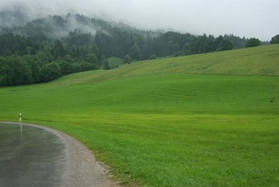 Saturday 19 June, 2010  During this time of the year farmers continually mow the fields to store hay in their barns. This is necessary because the fields are under snow for six months of the year.    Next stop: Mittenwald in the rain . : 2010-06-19 Bad Tolz