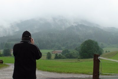 Friday 18 June, 2010  When I got back to our room, I found the problem and breathed a sigh of relief. The hills surrounding the guest house are beautiful no matter what the weather. : 2010-06-20 JGR mittenwald