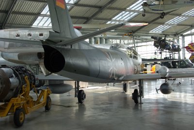 Wednesday 30  June, 2010 North American F-86 (Canadair CL-13B Sabre Mk 6)   The exhibited aircraft was first used in 1957 at the German Air Force testing facility in Manching and was  taken out of service in 1968.  In 1992 it was restored by Air Force Supply Regiment 1 in Erding, Germany. : 2010-06-30 air museum