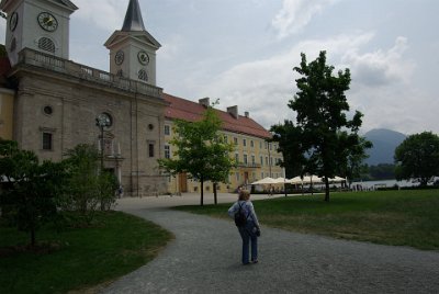 Sunday 4 July, 2010  We wandered (I limped) to the Schloss near the water’s edge a short distance away. The sign indicated that it was the summer residence of King Max something circa 1817. Royalty treated itself well back then. : 2010-07-04 Tegernsee