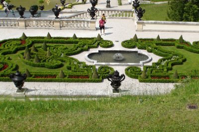 Thursday 1 July, 2010  From this level the gardens appear more intricate than viewing them at eye level. The fleu-di-lis pattern is repeated throughout the estate : 2010-07-01 partnach canyon