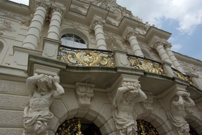 Thursday 1 July, 2010  It is time for us to tour the castle and it is gross. Every square inch of every wall is decorated with gold or porcelain such that it is a visual nightmare. Apparently Ludwig modelled the interior on rooms in the Versailles Palace in France : 2010-07-01 partnach-lindenberg