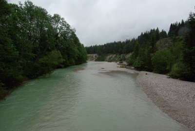 Sunday 20 June, 2010  The route to Mittenwald takes us through a wilderness area that closely  follows the Isar River. Because of the rains the river flows swiftly. : 2010-06-20 mittenwald