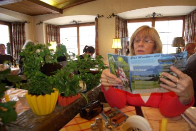 Sunday 20 June, 2010  We had a  late start because of the doctor's visit and it is soon time for lunch. We go to the same restaurant that we went to last year with Bonnie, Dennis and Claus. : 2010-06-20 mittenwald