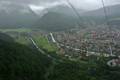 Sunday 20 June, 2010  The road beneath us is Highway 2 and it connects with Scharnitz in Austria, through a pass in the Alps, about 4 kms away. The Alps around Scharnitz is the source of the Isar River. : 2010-06-20 mittenwald