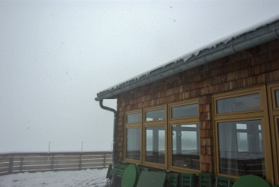 Sunday 20 June, 2010  The restaurant is covered in snow and open for hot drinks only. : 2010-06-20 mittenwald