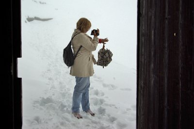 Sunday 20 June, 2010  Jenni takes a movie of the snow. : 2010-06-20 mittenwald