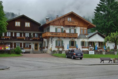 Sunday 20 June, 2010  This is the Walchensee village, a popular destination for day trippers from Munich. The word "pension" has an interesting meaning in Germany. Pension still means retirement but it means a place that you retire to for rest. : 2010-06-20 mittenwald