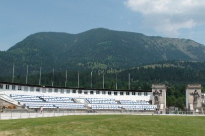 Thursday 1 July, 2010  The stadium was built for the ski jumping events  of the 1936 Winter Olympic Games and for the opening and closing ceremonies. Adolf Hitler opened the games  in February 1936  and this was the last year in which the Summer and Winter Games were both held in the same country. : 2010-07-01 partnach canyon