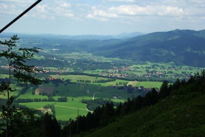 Wednesday 23  June, 2010  As we climb, the countryside around Wackersberg becomes visible. : 2006-06-23 Bavarian Alps