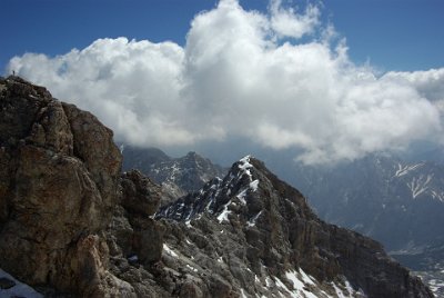 Monday 28  June, 2010  The Zugspitze belongs to the Wetterstein range of the Northern Limestone Alps. The entire mountain range is made of     sedimentary rocks     whereas sedimentary rocks form only 5% of the earth's crust. : 2010-06-28 sugspitze