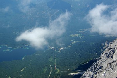 Monday 28  June, 2010  To the right of Eibsee is Grainau where our car is parked. : 2010-06-28 sugspitze