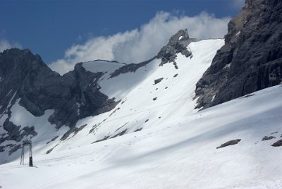 Monday 28  June, 2010  I suppose in Germany they would refer to these as beginner's ski slopes. This area is just to the right of the Southern Schneeferner glacier. : 2010-06-28 sugspitze