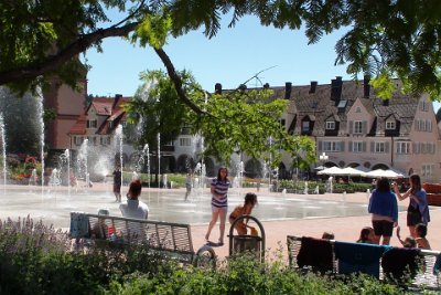 Sunday 4 July, 2010 35th wedding anniversary  The town was severely damaged by fire during World War II. The central city, including the Renaissance arcades in the marketplace and the Evangelical church (1601–08) were rebuilt to their original form. : 2010-07-05 JGR BLACK FOREST