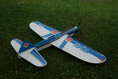 Friday 16 July, 2010 &nbsp;  There are some very subtle details on the plane based on the 1948 song  "Red roses for a blue lady".  The Blue Lady lettering has jagged edges representing thorns and the roundels are roses. The red bits on the wing tips are thorns. The words  Red roses for a   &nbsp; precede the Blue Lady lettering and the red and blue theme is carried over into the various colours chosen for the design. : 2010-07-16 Claus