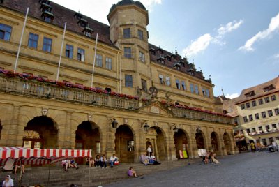 Tuesday 13 July, 2010 &nbsp;  The rear Gothic part of the Rathaus dates from 1250 and the front Renaissance building was started in 1572. The building served as the seat of government for the city-state during medieval times  and now serves as the town hall for the city of Rothenburg. : 2010-07-13 Rothenberg