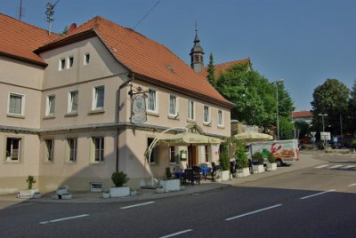 Tuesday 13 July, 2010 &nbsp;  Our gasthof for the night in Neckarbischofsheim. Our room was on the first floor on the right facing the street. Claus chose this place because it is very near tomorrow's first adventure at Sinsheim. : 2010-07-13 Claus