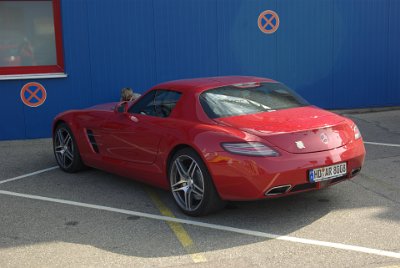 Wednesday 14 July, 2010   On the way in we see the latest SLS AMG Mercedes Gull Wing which costs  $464,000 in Australia. Australia's allocation of just 50 cars has increased to 70 and  Mercedes Australia is trying to secure more cars. What's this about a Global Financial Crisis? : 2010-07-13 Claus