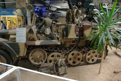 Wednesday 14 July, 2010 Military Exhibition   This is  a 20 mm flak gun mounted on a  Leichter SD KFZ10 Zugkraftwagen (half-track) transporter. Its purpose was to accompany tank forces and protect them from enemy aircraft. : 2010-07-13 Claus