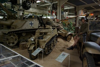 Wednesday 14 July, 2010  Military Exhibition  The Assault Gun 40 is on the left, in the centre is a small half-track gun carrier based on an NSU motorcycle while to the right is the Leichter SD KFZ10 Zugkraftwagen. : 2010-07-13 Claus