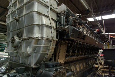 Wednesday 14 July, 2010  MAN Submarine engine  This 200 hp 6 cylinder engine was built by MAN in Augsburg to be used in submarine No.18 of the Austrian Navy in 1917. In 1918 it was taken out of the submarine and then worked in a silvermine in Bolivia. It somehow came home  and was found in Pesciera/ Lago di Garda Italy and taken to Sinsheim. The engine has a weight of 26 tons. : 2010-07-13 Claus