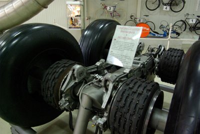 Wednesday 14 July, 2010  Original Concorde Landing Gear  The Concorde needed massive brakes as its normal landing speed was 275 km/h.  Michelin developed the  Concorde's tyres so that they could endure the extreme strain and temperature differences during take-off, landing and supersonic flight. The tyres shown here are brand new. : 2010-07-13 Claus