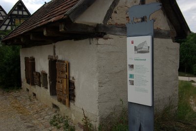 Thursday 15 July, 2010 &nbsp;  The pig pen. The village was built to give visitors an idea of what life was like in Swabia a few hundred years ago - not all that good. : 2010-07-16 Claus