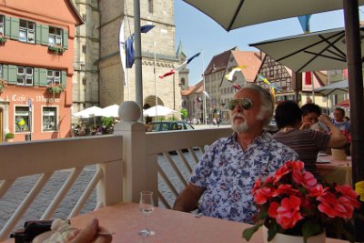 Wednesday 14 July, 2010 &nbsp;  Claus decides his ice-cream needs some enhancement so he orders a Schnapps to give it more flavour. : 2010-07-13 Claus