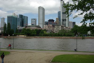 Saturday 12  June, 2010  Frankfurt is located on an ancient ford on the river Main, the German word for which is "Furt". It was a part of early Franconia whose inhabitants were a tribe called the Franks. So,  the city's name comes from  "ford of the Franks" : 2010-06-13 Frankfurt