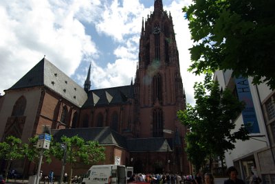 Saturday 12 June, 2010  St Bartholomew's Cathedral is a Gothic building constructed in the 14th and 15th centuries and it is the main church of Frankfurt. From 1356 onwards, kings of the     Holy Roman Empire     were elected in this church, and from 1562 to 1792, the Roman-German emperors were crowned here. : 2010-06-13 Frankfurt