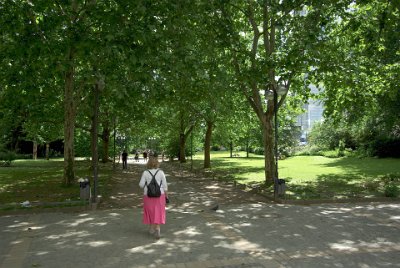 Saturday 12  June, 2010  On our way back to our hotel, we walk through the park   that completely  surrounds the inner city of Frankfurt. It was once the city walls but it became a public green belt in 1806. : 2010-06-13 Frankfurt