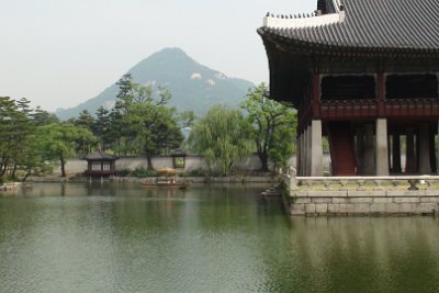 Thursday 10 June, 2010  Bugaksan Mountain  is a 342 metre granite mountain in the background. It's proximity to the presidential office saw the area closed because of security concerns  for 40 years until April 2007. : JGR Korea