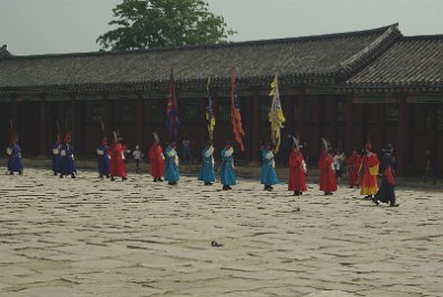 Thursday 10 June, 2010  This is the changing of the guard ceremony. In ancient times, the royal guards of the Joseon Dynasty guarded the entrance gate of the  Gyeongbokgung Palace and a ceremony marked the changing of the guard. The ceremony began in 1469 and the re-enactment of the ceremony began  in 1996. : Seoul