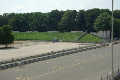 Monday 12 July, 2010 &nbsp;  In a sense it's a shame that this reminder of the past is being allowed to decay but  Nürnbergers have more pressing needs for their taxes. The starting grid for the German national racing car series is visible. : 2010-07-12 Nurnberg