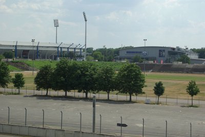 Monday 12 July, 2010 &nbsp;  To the left is the Easy Credit Stadion which  is the biggest stadium in  Nürnberg.  It is the home of the  Nürnberg Football Club and has seating for 44.000 people.  Norisbank,  its major sponsor, recently renamed it to  easyCredit Stadium (but no  Nürnberger calls it that). It was one of the stadiums used when Germany hosted the 2006 FIFA world cup. : 2010-07-12 Nurnberg