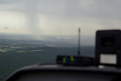 Tuesday 13 July, 2010 &nbsp;  We head for  Nürnberg having reached our cruising altitude of 3000 feet.  Light rain threatens. : 2010-07-13 Neurnberg