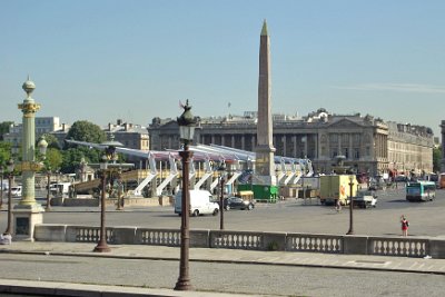 Thursday 8 July, 2010 &nbsp;  During the French Revolution of July 1789, the statue of Louis XV of France was torn down and the area was renamed "Place de la Révolution". The new revolutionary government erected the guillotine in the square, and it was here that King Louis XVI was executed on January 21, 1793. Temporary stands are erected to celebrate the forthcoming    Bastile Day    only six days from now. : 2010-07-08 Paris1