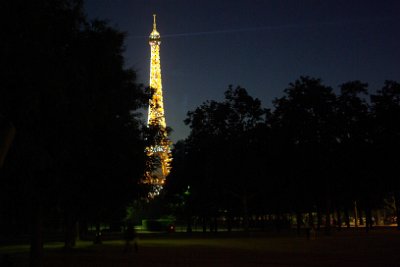 Thursday 8 July, 2010 &nbsp;  Towards the end of the show, the tower seems to be ablaze.  Summary at the the end of our first day in Paris: Wow! What a city. But the summer  crowds spoil too much of it.    Next stop: Our second day in Paris : 2010-07-08 Paris1