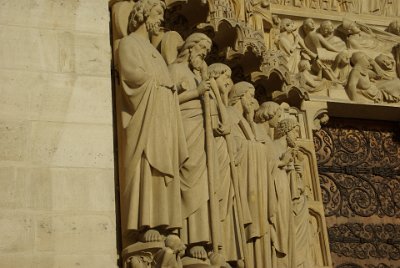 Friday 9 July, 2010 &nbsp;  In 1792, revolutionaries destroyed the large statues of the 12 apostles but they were restored in the mid-19th century. These statues are from the left,  Bartholomew, Simon, James the Less, Andrew, John and Peter. On the other side are Paul, James son of Zebedee, Thomas, Philip, Jude and Matthew.  At the twelve apostles’ feet, there are medallions representing their virtues and their corresponding vices. : 2010-07-09 Paris2