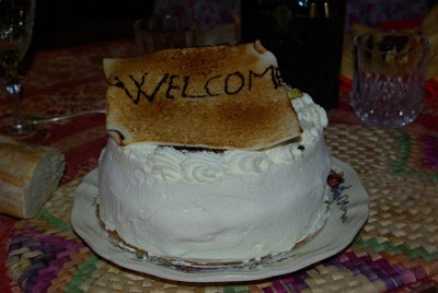 Saturday 10 July, 2010 &nbsp;  A very nice surprise came with dessert - an ice cream cake decorated with a "Welcome" sign. We were  overwhelmed by Chantal and Alex's hospitality.    Next stop: Nürnberg, Germany where we meet Wolfram and Gisela : 2010-07-10 Paris Strasbourg