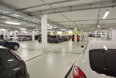 Thursday 17  June, 2010  We park our Pinto in the gleaming parking area of the Porsche Museum. This is the only parking garage that I have ever been into, anywhere in the world, that smelled of disinfectant. It is spotlessly, amazingly clean. : 2010-06-18 stuttgart