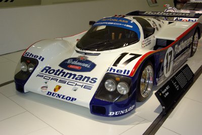 Thursday 17  June, 2010 1987 Porsche 962C Le Mans  The 962 C is based on the 956 but with a wheelbase that is 120 mm longer. It had a twin-turbo engine that produced 680 hp and a top speed of 350 km/h. This vehicle won the 1987 Le Mans. : 2010-06-18 stuttgart