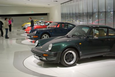 Thursday 17  June, 2010  This exhibit displays the evolution of the 911 Coupe from the 1976 911 Turbo Coupe to the current model. : 2010-06-18 stuttgart