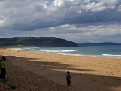 The beach is empty save for a few hardy souls. The lighthouse is visible on the headland - we go there tomorrow. : anniversary no 36