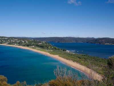 Palm beach golf course is situated on the spit. Ocean side to the left, Pittwater and the Kuringai Chase National Park to the right. : anniversary no 36