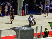 Sunday 21 October 2012   Ben Spies leaves the box for morning warmup.  Ben crashed during the race and badly damaged his shoulder.  It put him out for the rest of the 2012 season and, when he rode for Ducati in 2013, he crashed again at Austin and extended the damage to his shoulder. This led  eventually to his retirement. : MotoGPMalaysiq