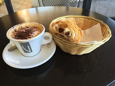 Tuesday 24 November 2015  - Biot  France Cappuccino & pain au chocolate in Biot